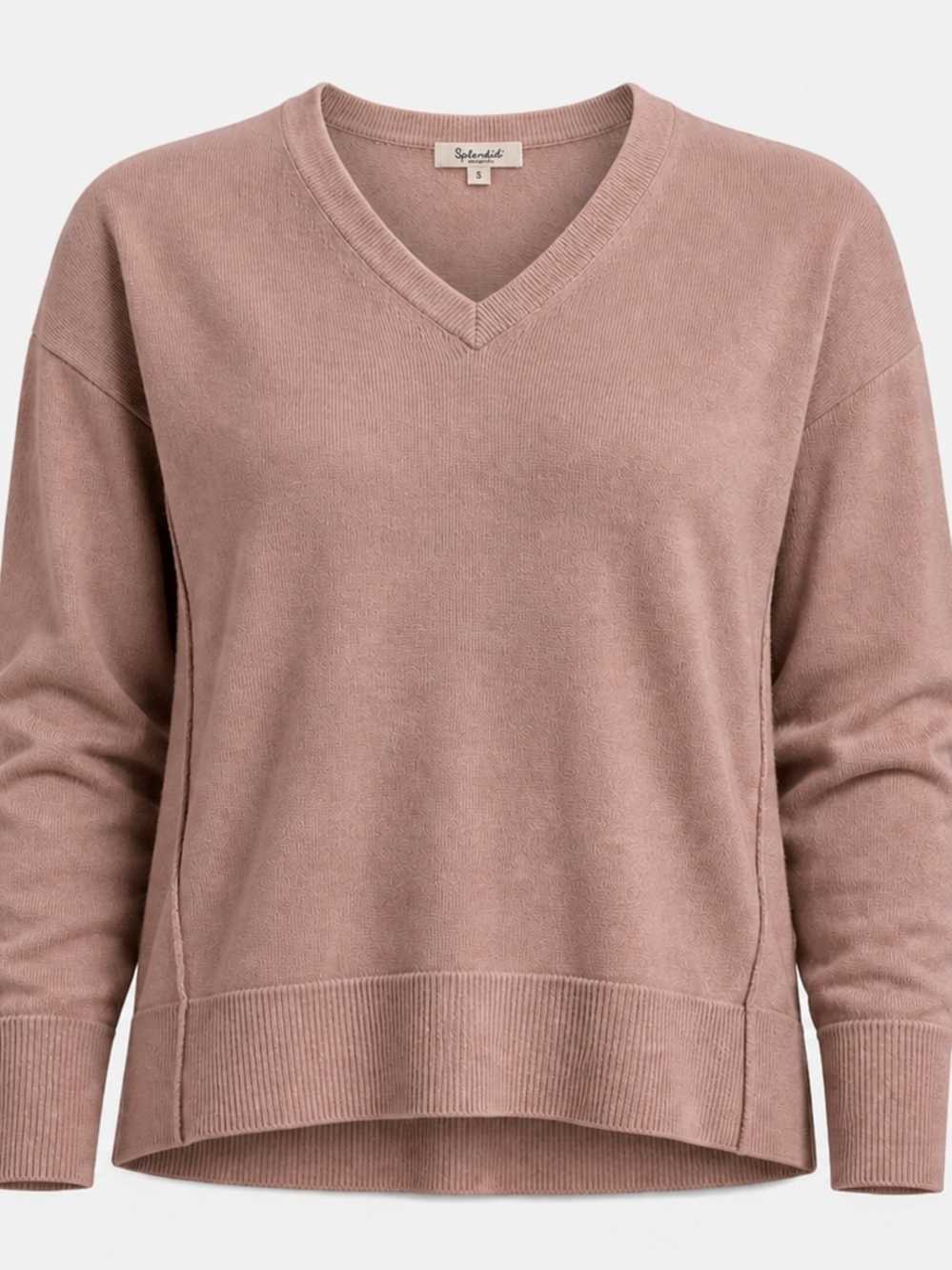 Lucky Brand V-Neck Sweater Small Heathered Rose Brown Soft Knit Pullover NWT